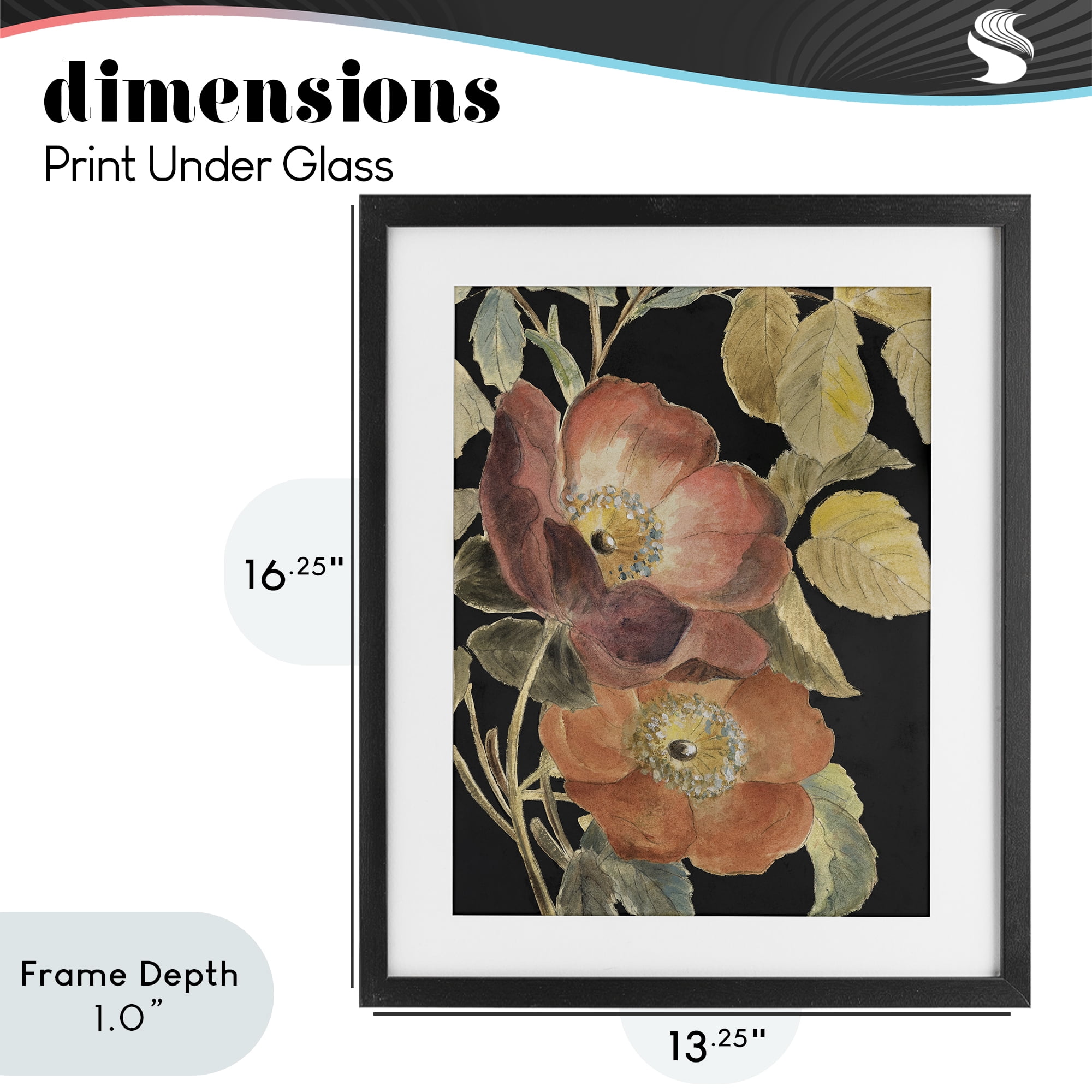 Stupell Industries Red Flower over Black Black Framed Print Under Glass, design by Lanie Loreth