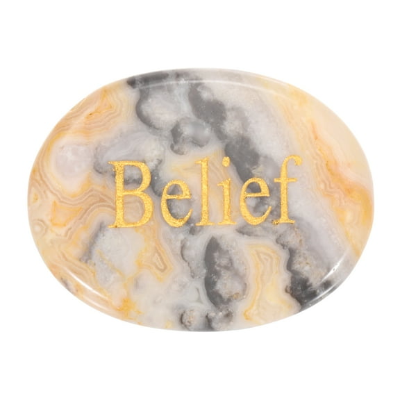Uxcell Natural Thumb Worry Stone, 1.7"x1.3" Oval Crystal Stone with Inspirational Words, Pocket Rock Anxiety Crystals for Women Stress Gifts Meditation, Brown Gray(Style 4)