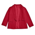 thumbnail image 2 of Linfrsh Girls Blazer Jacket Long Sleeve Notched Collar/Lapel Collar with Inner Pocket Open Front Casual Kids Blazers Suit Red,3-4 Years, 2 of 7