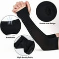 thumbnail image 5 of 3 Pairs UV Compression Sun Protection Arm Sleeves Black Cooling Summer Sunscreen Outdoors Long Sleeve with Thumb Holes to Cover Tattoo for Women Men Sports Workouts Cycling Driving Baseball, 5 of 8