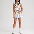 thumbnail image 5 of Women's Halloween Golf Shirt Sleeveless Collared Zip Up Tank Tops, Halloween Print Athletic Shirt for Themed Rounds White L, 5 of 6