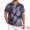 Dark Blue, variant on DARING DIVA Men's Short Sleeve Button Down Camp Collar Leaf Print Shirts S Black Green