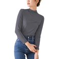 thumbnail image 4 of Gray Women's Long Sleeve T-shirt, Women'S Casual Solid Long Sleeve Fitted Turtleneck Sweater Top,Women's Long sleeve T-shirt L, 4 of 4