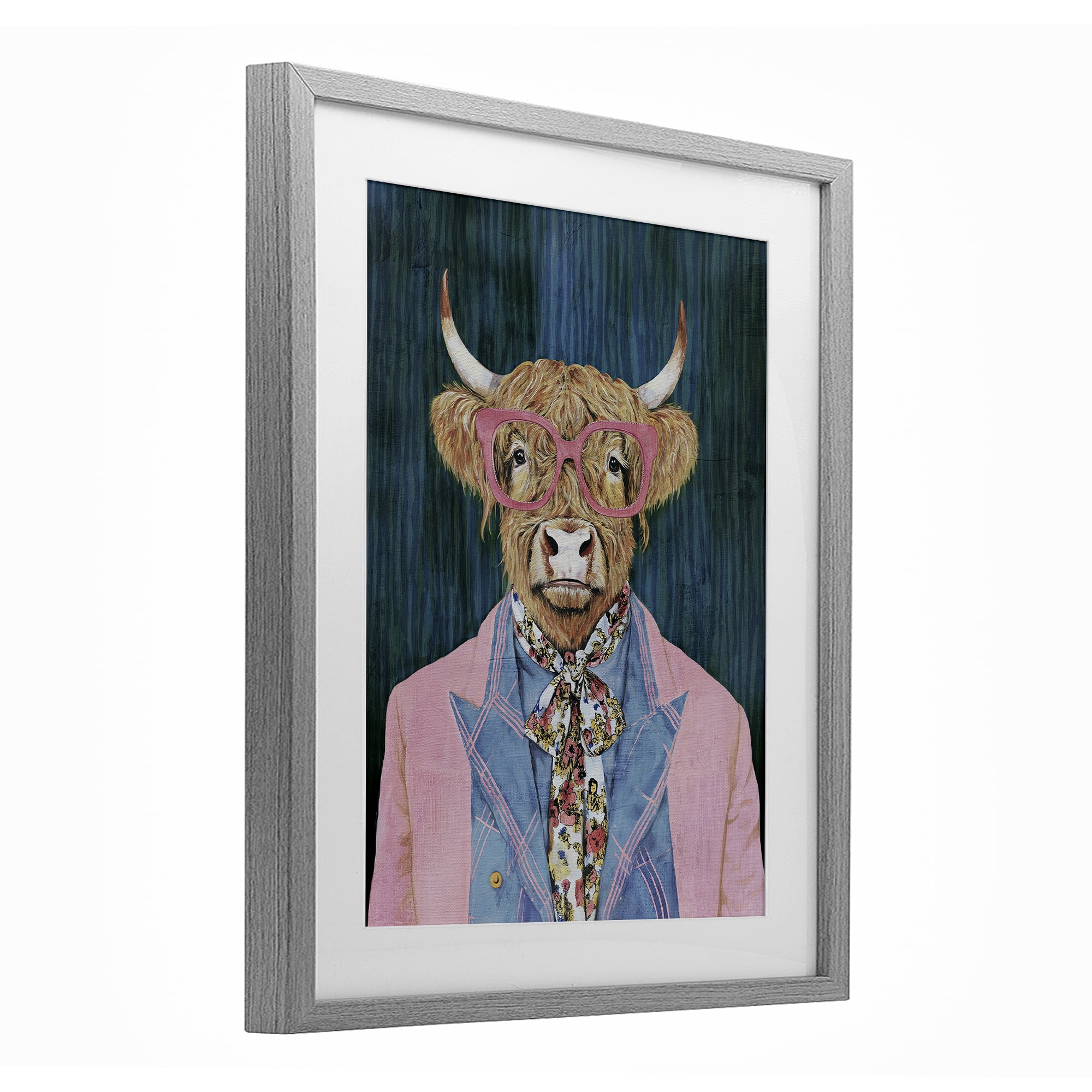 Stupell Industries Gentle Bull Portrait Gray Framed Print Under Glass, design by Svetlana Aleynikova