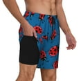 thumbnail image 2 of Sikiie Colorful Ladybird Print Men's Double Layer Swimming Trunks, Adjustable Waistband and Pockets Sports Swimming Trunks, Beach Swimwear-Small, 2 of 6