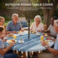 thumbnail image 3 of Round Outdoor Tablecloth with Umbrella Hole and Zipper, Blue Ombre Stripe Tablecloth with Elastic Waterproof, Farmhouse Striped Gradient Patio Table Covers for 45" - 54" Picnic Pool Tables, 3 of 9