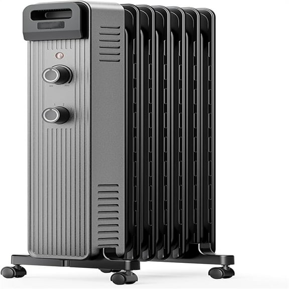 Oil Filled Radiator Heater, 1500W Quiet Warmth Radiant Heater, 3 Heating Modes, Overheat & Tip-Over Protection, Adjustable tat, Space Heaters for Indoor Use, Black, 25.2 x 13.8 x 11 in