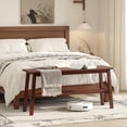 thumbnail image 6 of 39-Inch Solid Wood Dining Bench with Shoe Rack Storage, Walnut Finish for Entryway, Bedroom, or Kitchen, 6 of 7