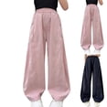 thumbnail image 2 of CPNG Girls Casual Sweatpants Solid Color Wide Leg Elastic Waist Baggy Sweatpants Loose Lightweight Street Style Pants, 2 of 5