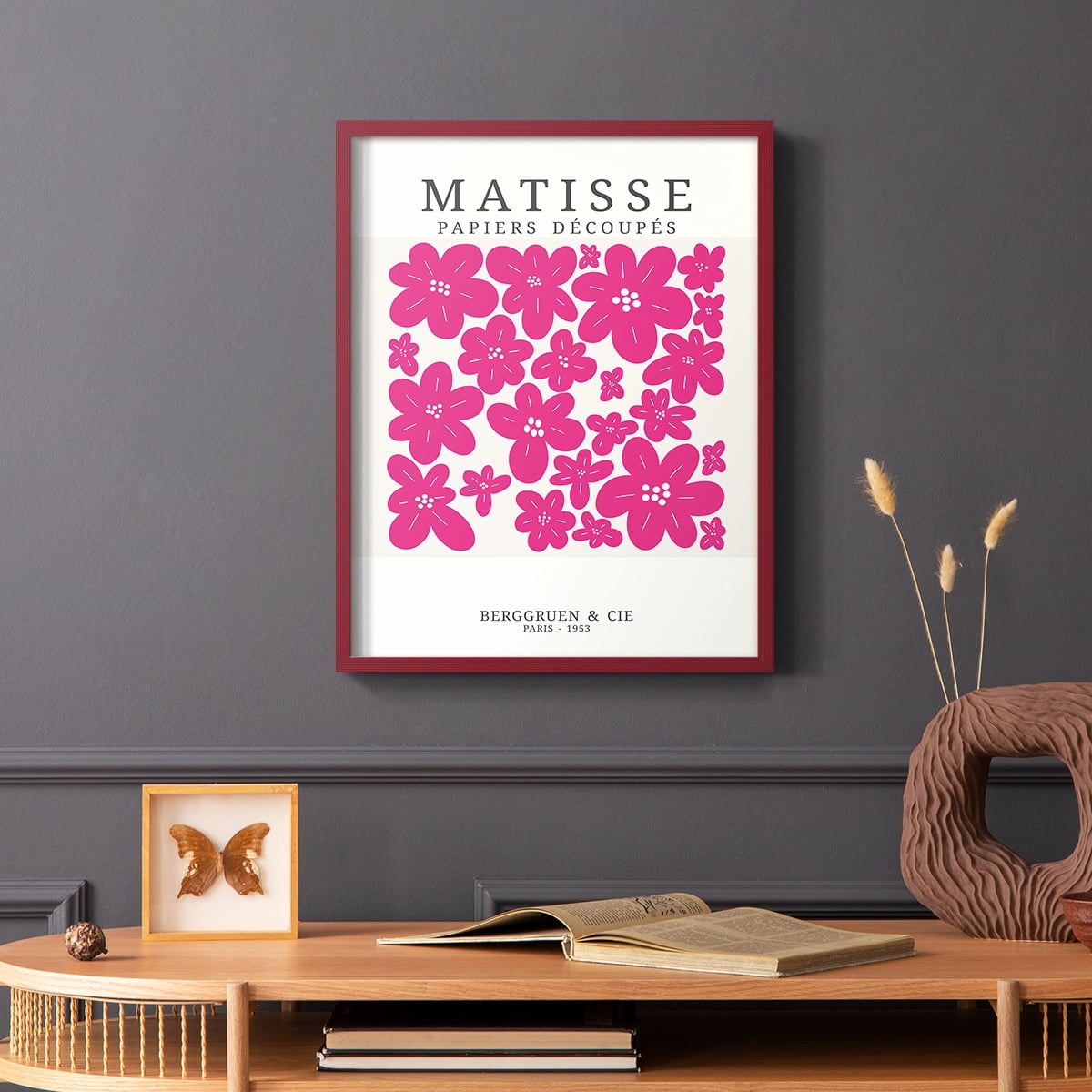Matisse CDXX in Red Solid Wood Framed Print No Nail Hanging