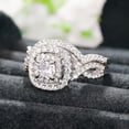 thumbnail image 3 of 2 Pcs/Set Gorgeous 925 Silver Rings Cubic Zircon Wedding Band Jewelry Sz 6-10, 3 of 9