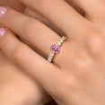 thumbnail image 4 of Gem Stone King 14K Yellow Gold Pink Moissanite and Lab Grown Diamond Engagement Ring for Women | 1.78 Cttw | Oval 7X5MM | Gemstone Birthstone | Size 8, 4 of 6