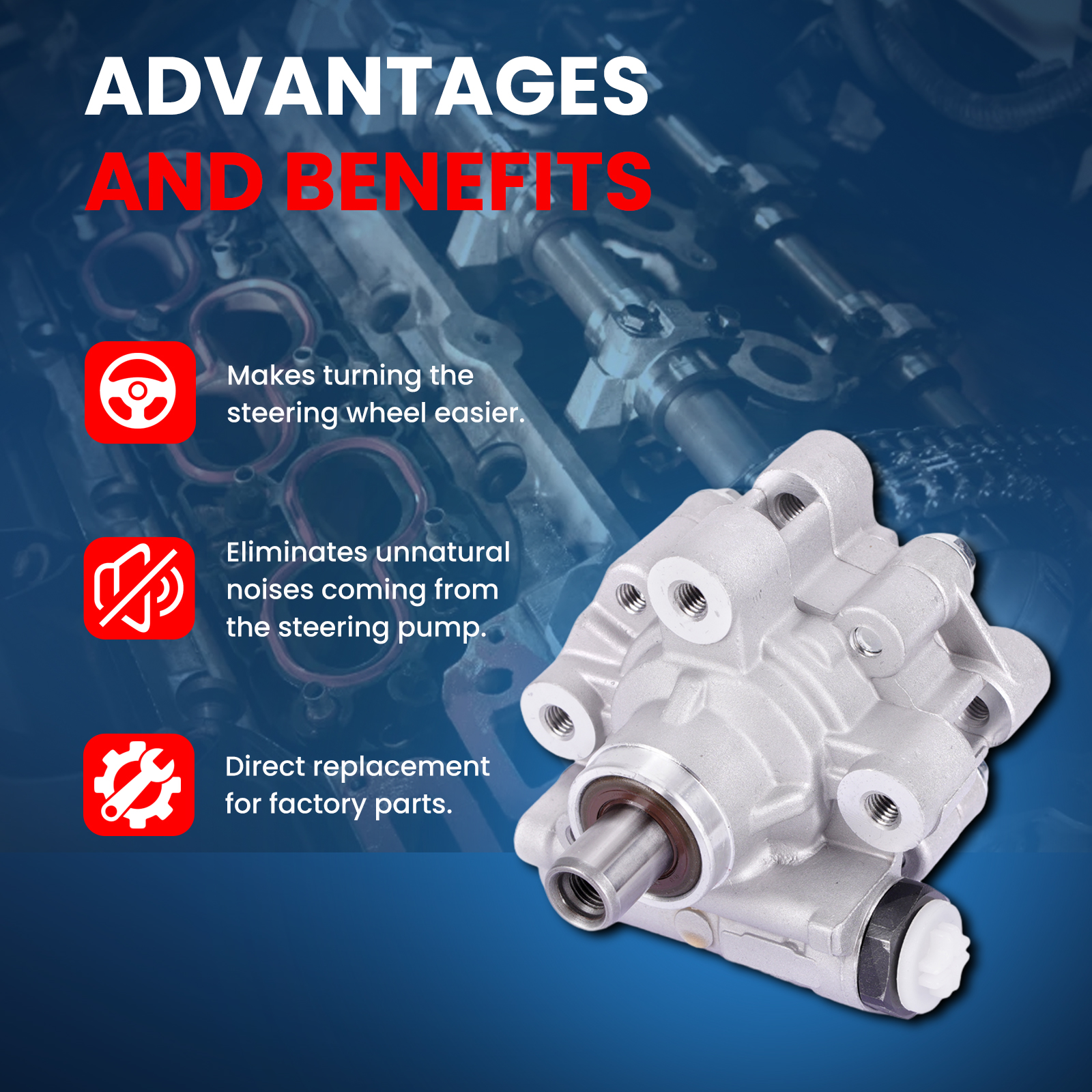 MOCA AUTOPARTS Power Steering Pump Fit for 2007-2010 Chrysler Cirrus Sebring 3.5L & 2008-2010 Dodge Avenger 2.7L & 2009-2010 Volkswagen Routan 3.8L 4.0L