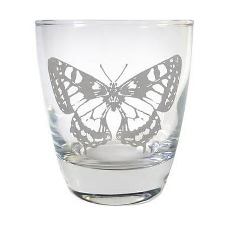 

10 oz Butterfly Engraved Lowball Glass