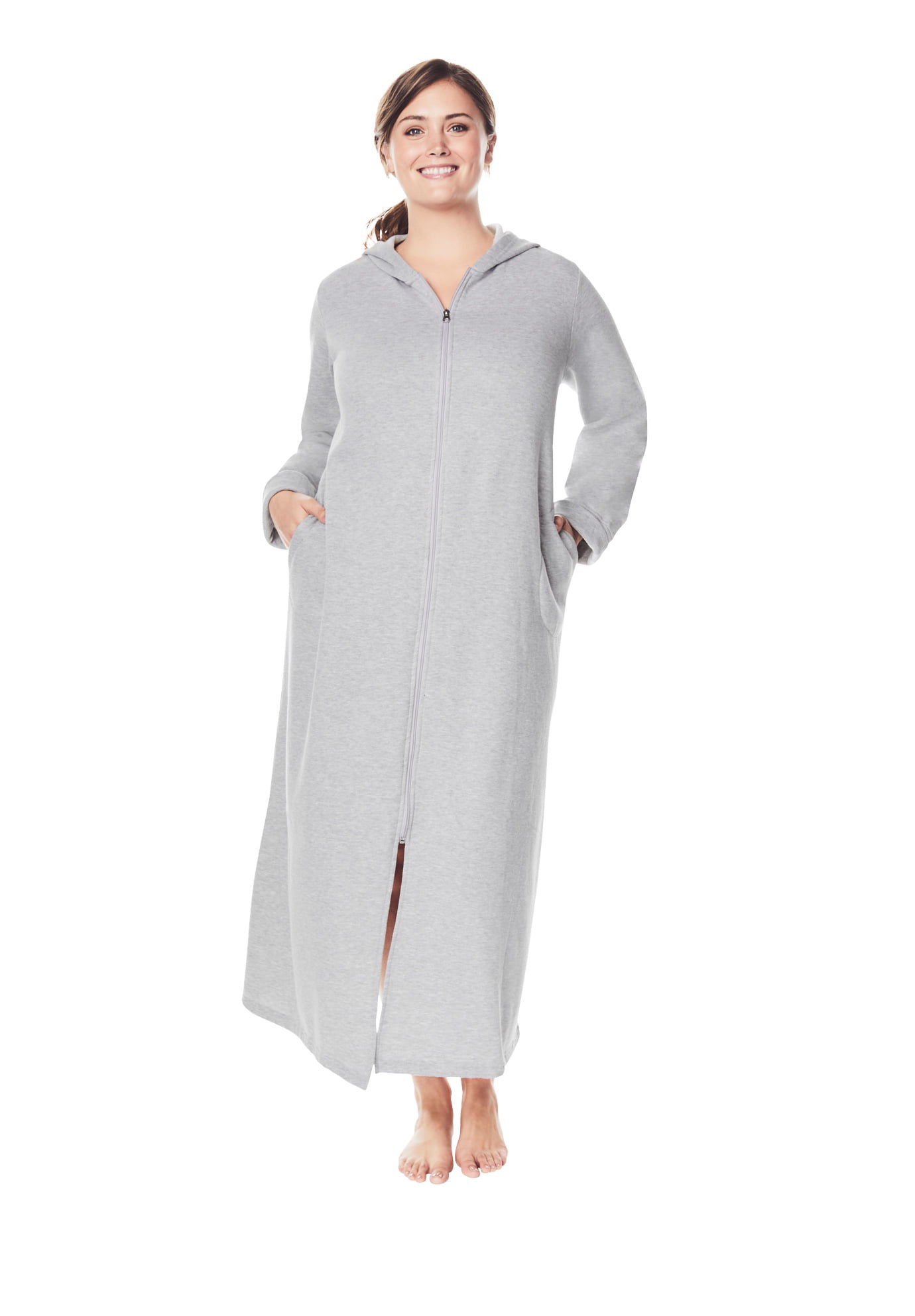 Ladies Soft Snuggle Fleece Hooded Dressing Gown Robe Nightwear Warm Plus Size 