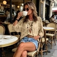 thumbnail image 5 of Women's Bohemian-Inspired Beige Crochet Top with V-Neck,Summer Crochet Long Sleeve Sexy Tops,Beach Cover Ups Light Brown L, 5 of 7
