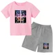 thumbnail image 5 of Conjunto de ropa para niños y adolescentes con estampado de oso de marca, camiseta de cuello redondo y traje corto de 2 piezas, informal, de verano, para niñas y bebés, 5 of 5