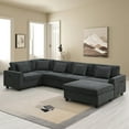 thumbnail image 3 of LUCKHAO Oversized 128" Modular Sectional Sofa with Ottoman, Convertible U-Shaped Couch with Charging Ports & Cup Holders, 6 Seater Chenille Cloud Couch with 30.5" Wide Seat, 330LBS for Huge Person, 3 of 8