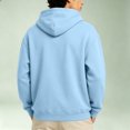 thumbnail image 5 of Men's Solid Color Pullover Hoodie, Long Sleeve Loose Fit Fall Casual Streetwear Sweatshirt with Front Pocket Light Blue 3XL, 5 of 5