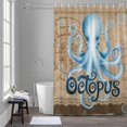 thumbnail image 5 of Summer Blue Sea Octopus Bathroom Shower Curtain, Nautical Vintage Ocean Wave Compass Linen Waterproof Washable Soft Bath Curtain for Bathtub Decor with 12 Hooks&Grommet, 60x72 Inch, 5 of 9