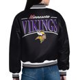 thumbnail image 3 of Women's Starter  Black Minnesota Vikings Satin Full-Snap Varsity Jacket, 3 of 3