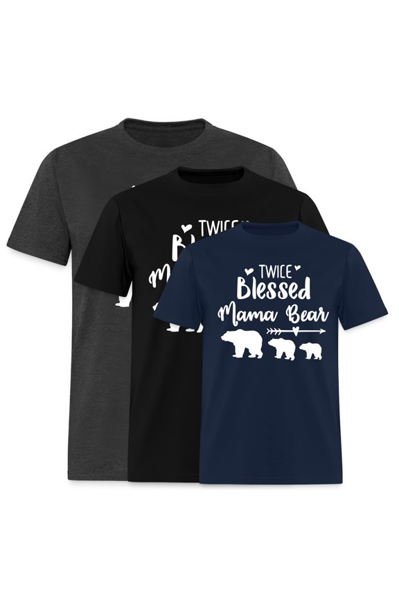 Twice Blessed Mama Bear Short Sleeve Unisex T Shirt