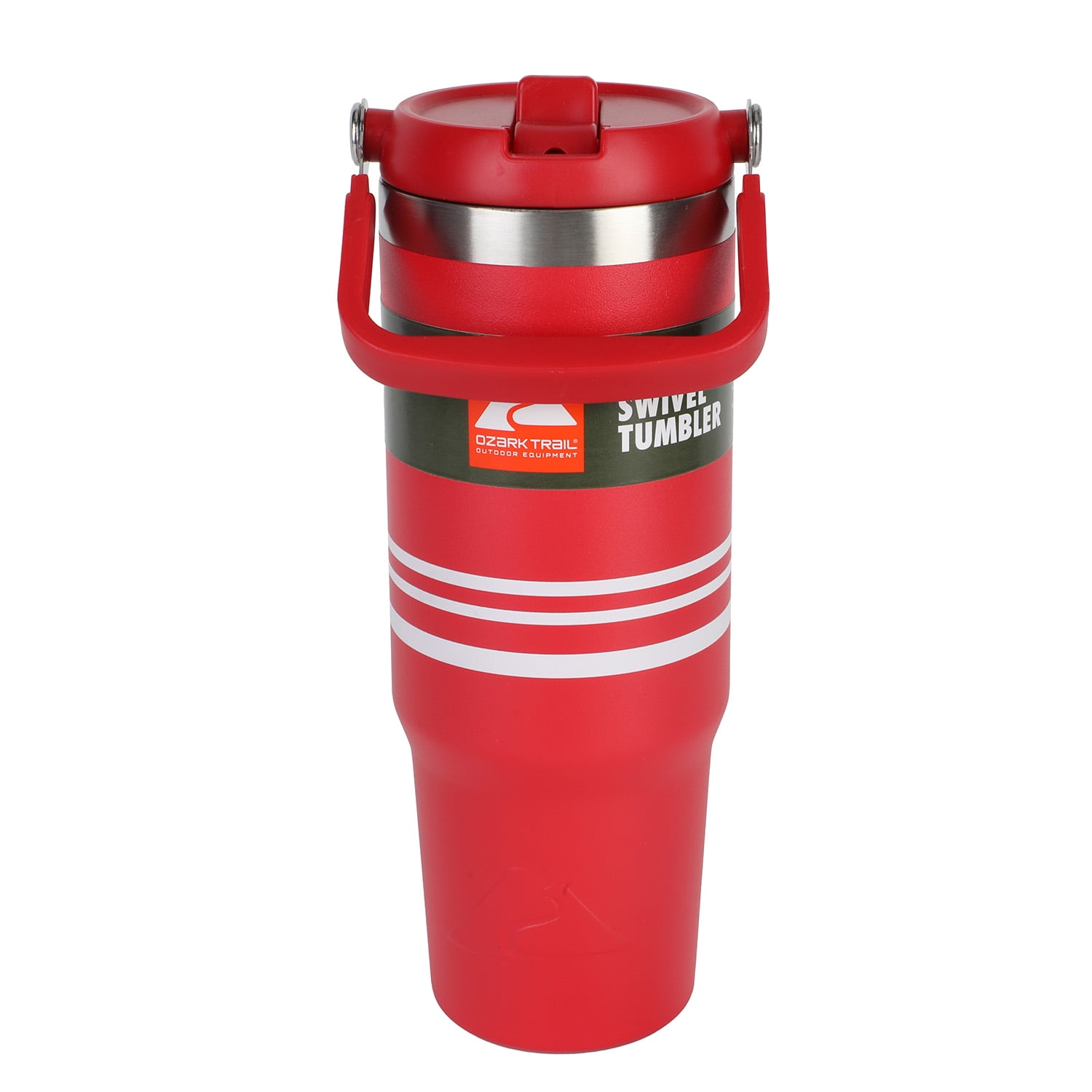 Ozark Trail 30 oz Swivel Tumbler, Red Engine with White Stripe