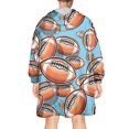 thumbnail image 2 of Football Sticker Pattern Wearable Oversized Blanket,Wearable Blanket Hoodie for Adults,Cozy Hooded Blankets with Super Pockets,Super Warm Fuzzy Pullover for Women & Men, 2 of 6