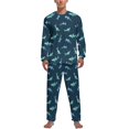 thumbnail image 3 of Pijama de tiburón abstracto de primavera de dos piezas con estampado animal colorido, conjunto de pijama cálido para hombre, ropa de dormir gráfica de manga larga para el hogar, 3 of 5