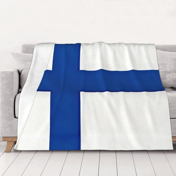 Flag Of Finland Throw Blanket Warm Camping Outdoor Light Weight Cozy Blanket for Couch Sofa Bed 40"x30"