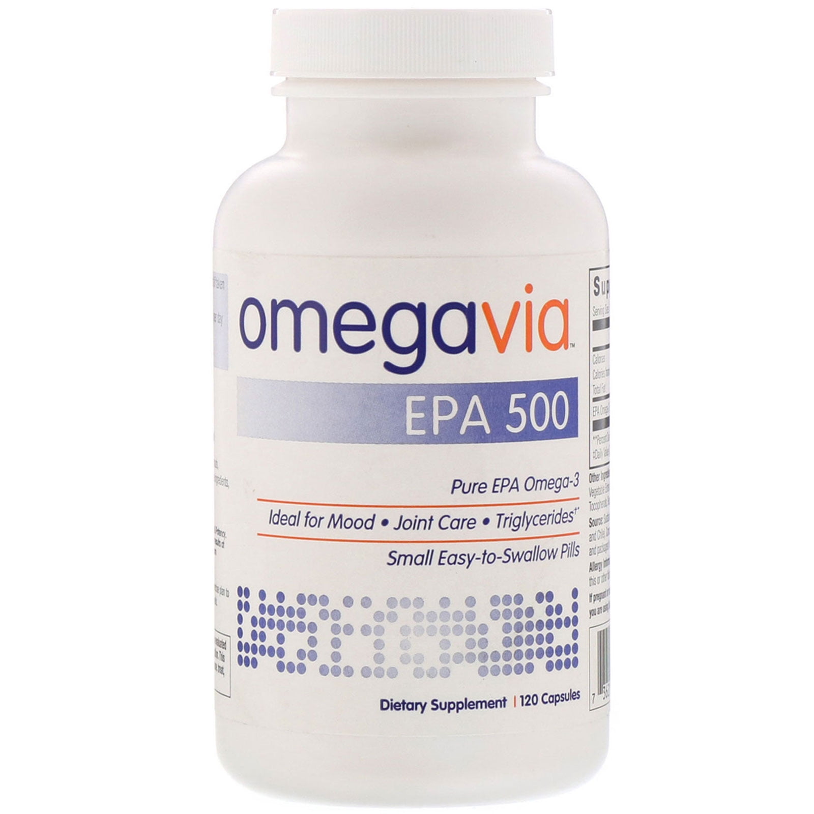 OmegaVia EPA 500, Pure EPA Omega3, 120 Capsules