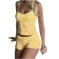 thumbnail image 3 of Wiyuqeen Pajamas for Women Set Two Piece Sleeveless Crop Top and Shorts Cute Striped Print Lounge Cami Pj Set Sleepwear Loungewear, 3 of 9