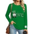 thumbnail image 4 of Craaazy Women's Casual St. Patrick's Day Long Sleeve Crewneck Loose Green Theme T-Shirts Gifts, 4 of 6
