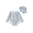 thumbnail image 2 of Elippeo Baby Girl Rash Guard Swimsuit 6 9 12 18 24 Months 3 Years Long Sleeve Floral Print Bathing Suit Infant Swimwear with Bowknot Sun Hat, 2 of 9