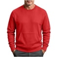 thumbnail image 3 of Mens Sweatshirt Zaewscy Men Long Sleeve Solid Round Neck Pocket Sport Sweatshirts Red M, 3 of 9