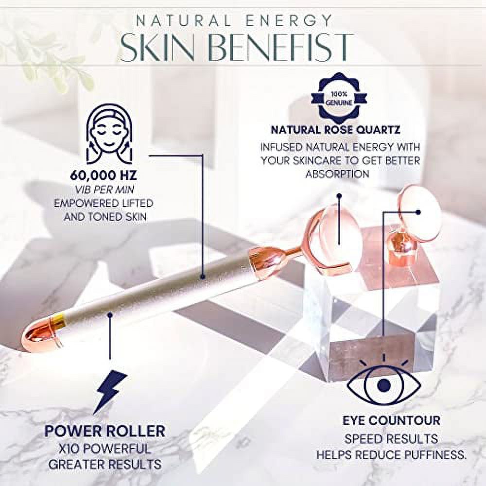 SKIN MANTRA-Electric Face Massager Roller for Flawless Face, Natural Rose Quartz Face Roller Massager for Anti-aging, Skin Tightening, Reduce Fine Lines and Wrinkles.