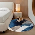 thumbnail image 2 of Round Rugs 5Ft, Navy Blue Round Area Rug Washable Indoor Throw Carpet, Contemporary Modern Geometric Abstract Soft Non Slip Circle Rug for Cabinet Bathroom Home Decor Aesthetic, 2 of 8