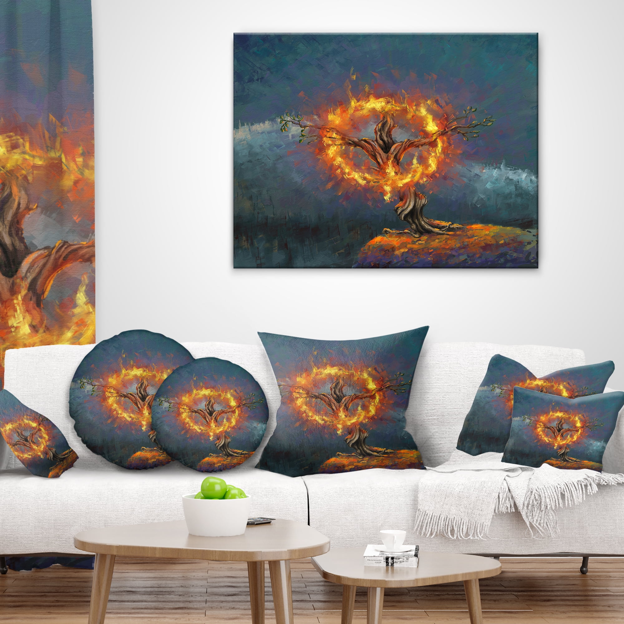 Designart God in the Burning Bush - Landscape Printed Throw Pillow - 18x18