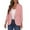 Pink, variant on ZVNAΖH Women's Ruched 3/4 Sleeve Blazers One Button Slim Fit Blazer Lightweight Office Work Suit Jacket