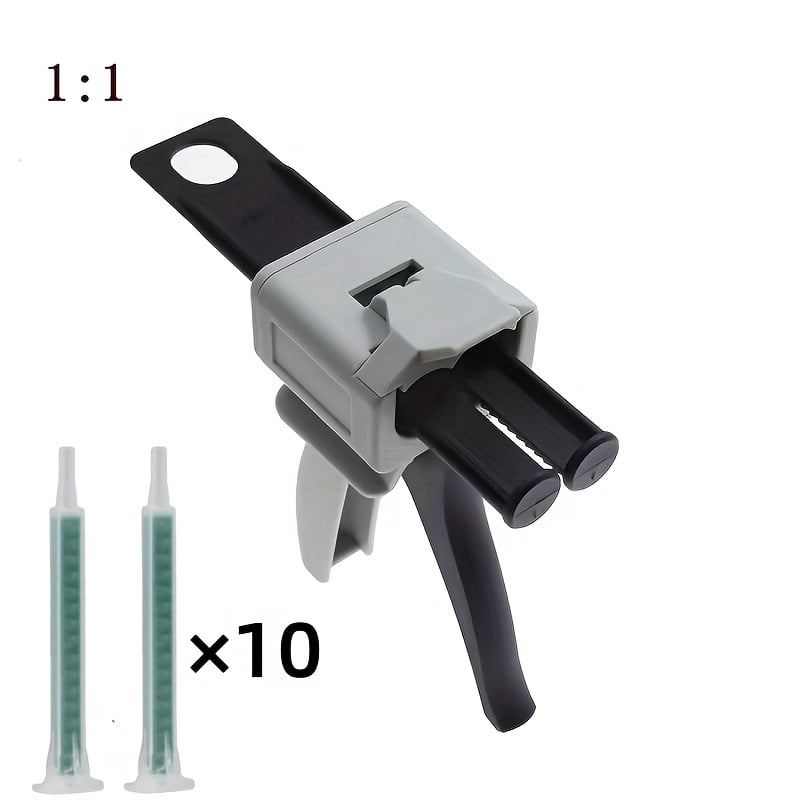 1.69oz Dispensing Gun, Includes 10 Nozzles, Epoxy Resin Glue Gun 1:1/2:1, Dual-Component AB Glue Gun for Mold Mixing