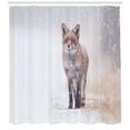 thumbnail image 3 of Ambesonne Fox Shower Curtain, Rural Field Snow Stormy, 69"Wx70"L, Brown White, 3 of 3