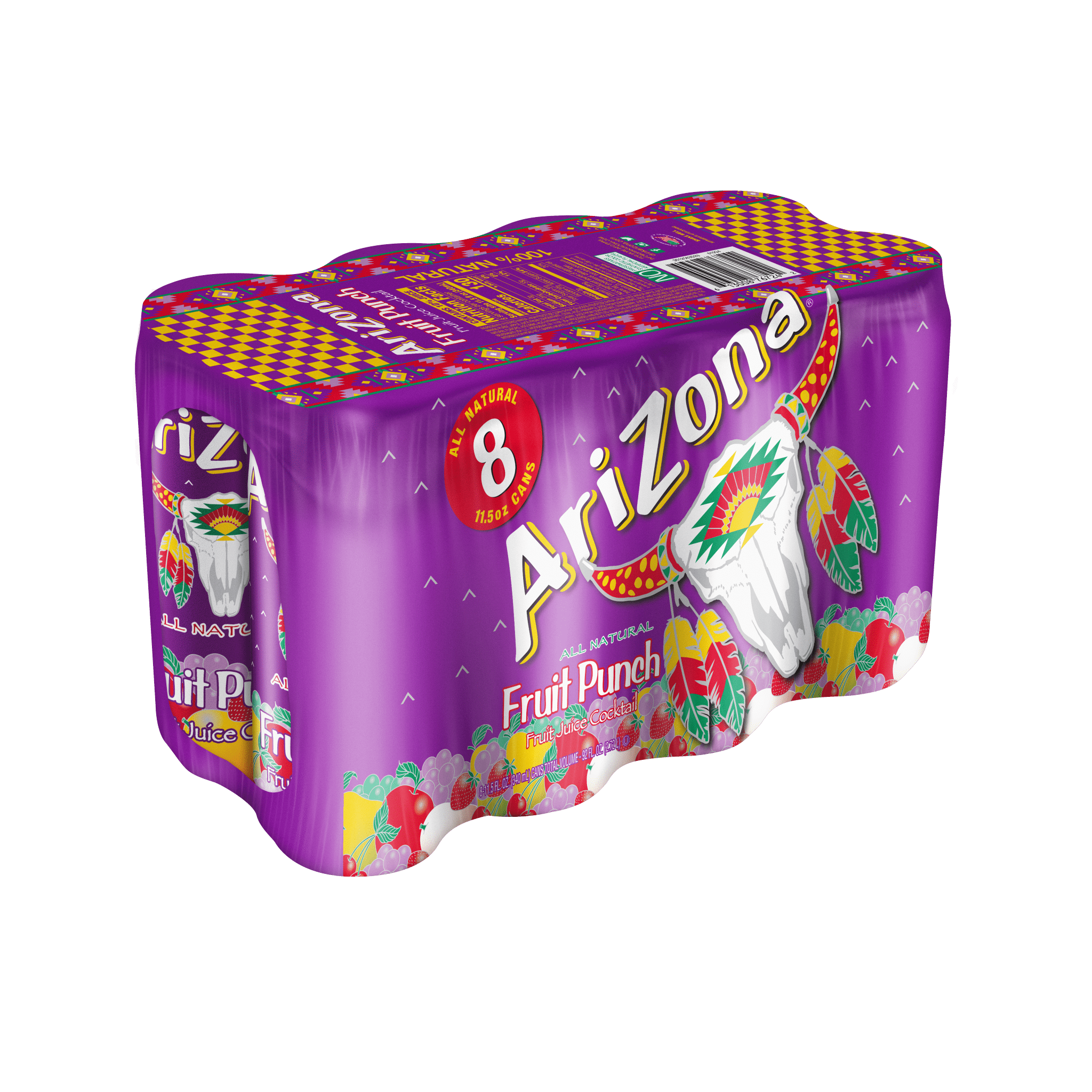AriZona Fruit Punch Juice Cocktail, 8 Pack 11.5 fl oz Aluminum Can