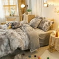 thumbnail image 5 of Wajade Plush Duvet Cover Set 3 Piece - Luxury Ultra Soft Fluffy Fuzzy Comforter Cover with 2 Pillow Shams Faux Fur Bedding Set,Full Size,Grey White Ombre, 5 of 5