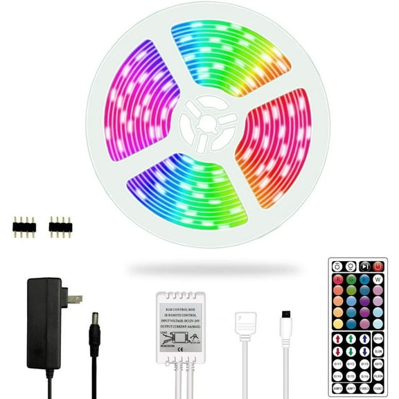 Tagital® 16.4ft 5M Waterproof Flexible Strip 300leds Color Changing RGB SMD5050 LED Light Strip Kit RGB 5M  44Key Remote 12V Power Supply