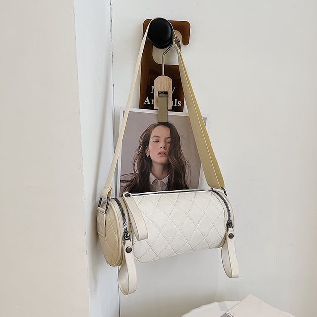 Bolso bandolera estilo occidental pequeño, elegante, sencillo y con sangría romboidal, bolso cilíndrico para primavera y verano