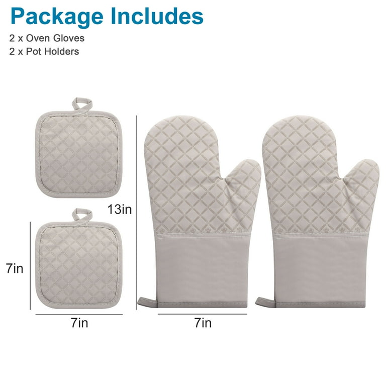 TSV 4pcs Oven Mitts and Pot Holders Set, Heat Resistant Oven