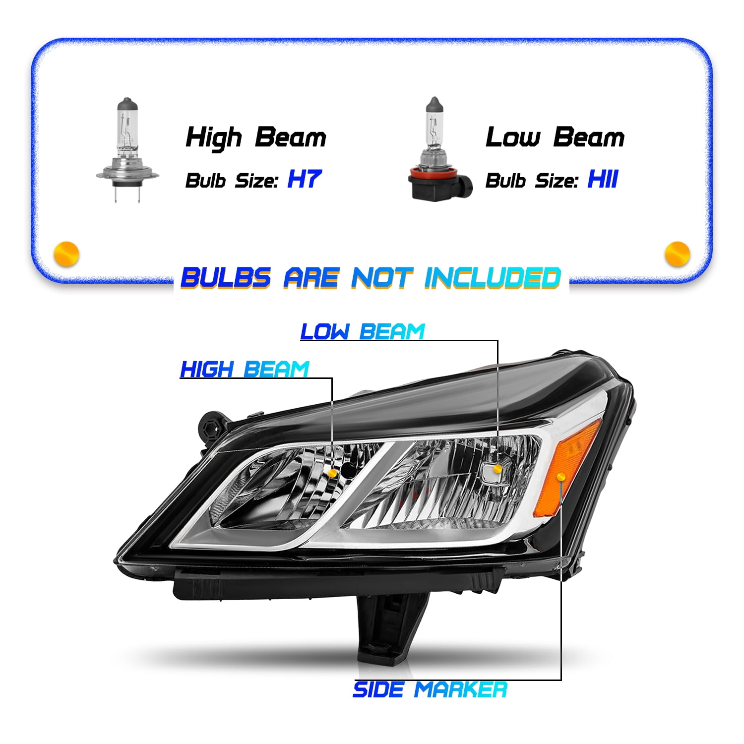 Headlights For 2013-2017 Chevy Chevrolet Traverse Left Driver Side Headlamps