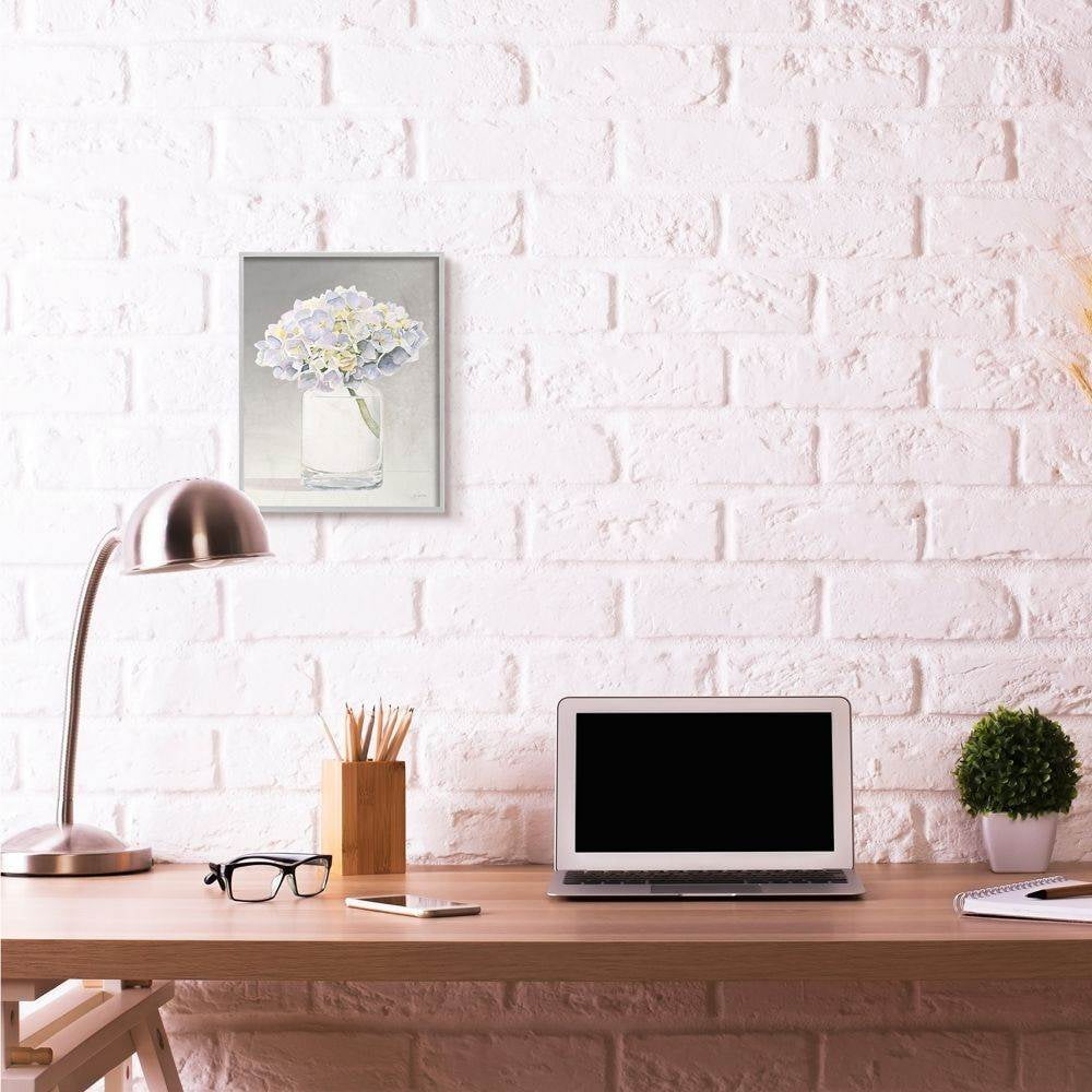 Stupell Industries Jar Flowers Purple Grey Watercolor Painting Gray Farmhouse Rustic Framed Giclee Texturized Art by James Wiens