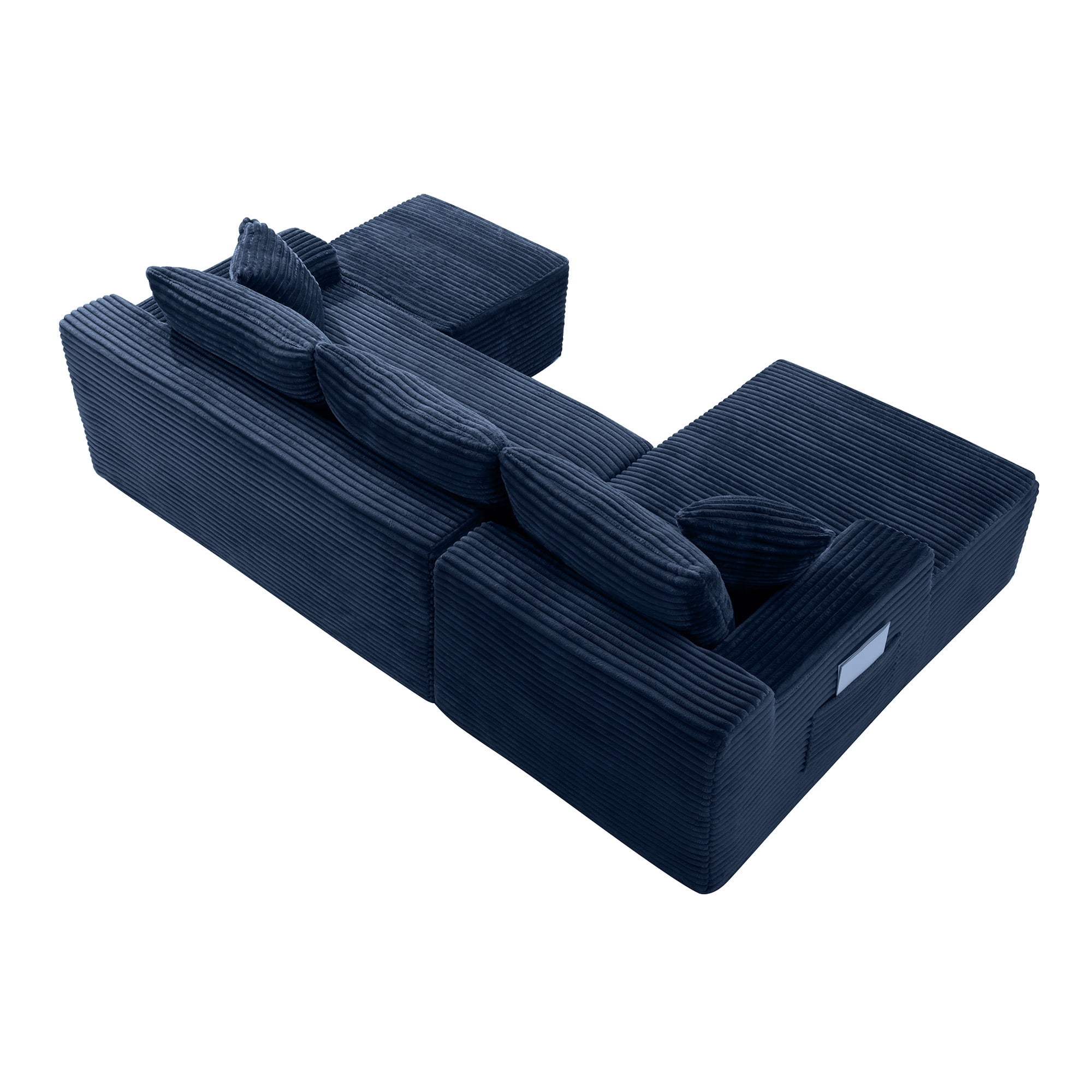 MOONMISS L-Shaped Cloud Sectional Couch with Chaise,Modern Corduroy Upholstered Modular Boneless Sofa,No Assembly for Living Room Apartment(Blue,Left)