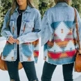 thumbnail image 2 of Chaquetas vaqueras de manga larga estilo bohemio de TEELYNN para mujer, remeras, abrigos, retazos vintage, ropa vaquera holgada informal de gran tamaño, prendas de vestir exteriores para otoño e invie, 2 of 5